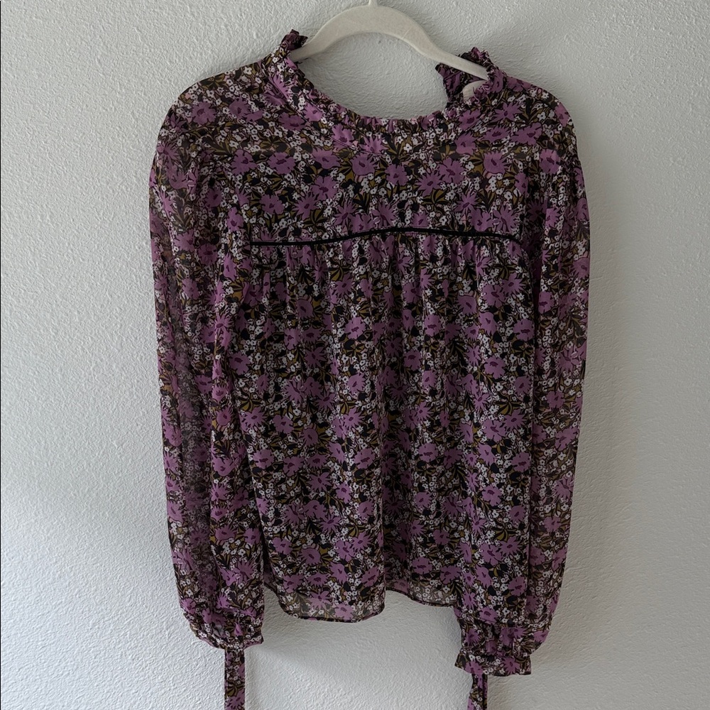 Lost + Wander Purple Floral Blouse